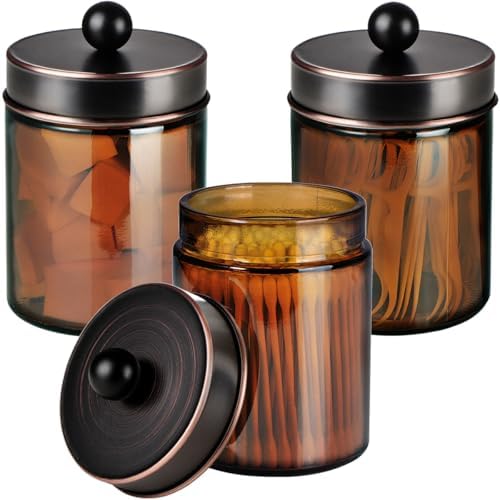 Amber Glass Qtip Holder, Apothecary Jars by Komashr