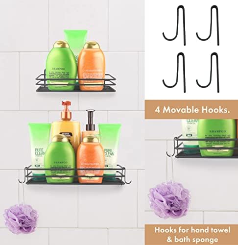Shower Caddy Basket Shelf, 2 Pack Black Stainless Steel Organizer - Image 4