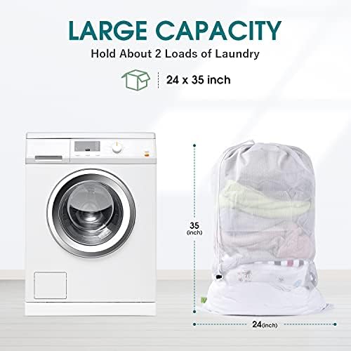 OTraki 2 Pcs Large Mesh Laundry Bags 24X36 Inch Heavy Duty Drawstring Laundry - Image 2