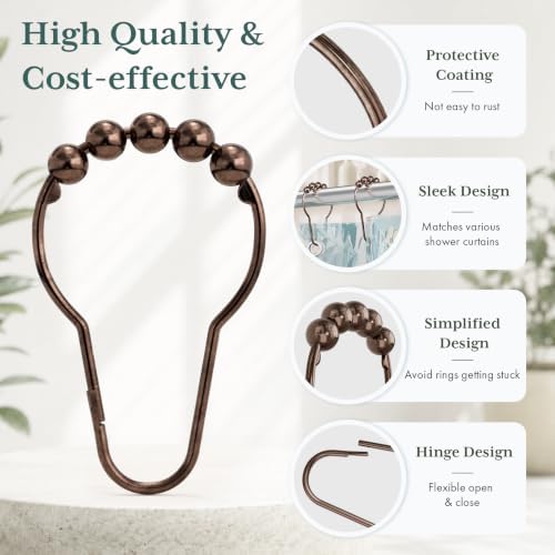 Bathway Shower Curtain Rings, Shower Curtain Hooks Bronze Shower Rings Rust - Image 2