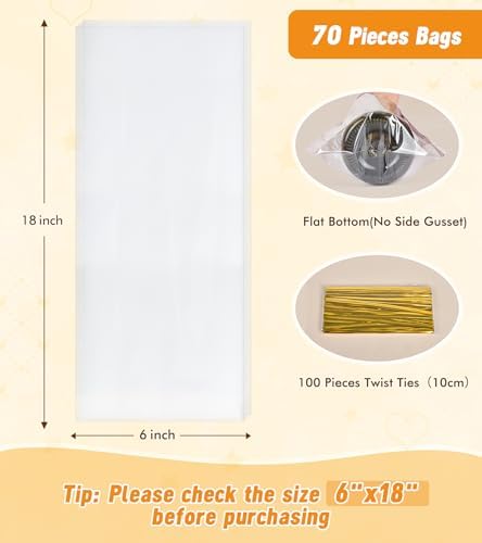 Yuiicaov Cellophane Bags for Wine Bottles, 6x18 Inches 70Pcs Clear Wine Gift - Image 2