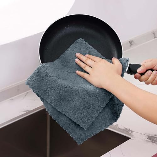 Homaxy Super Soft 16 Pack Coral Velvet Dish Cloths, Dark Grey - Image 3