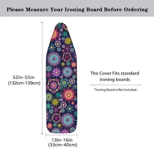 Boho Mandala Flower Print Ironing Board Cover Protector, Elastic Ironing Board - Image 5