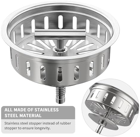 KONE Kitchen Sink Drain Sink Strainer 3-1/2 Inch Drain Assembly Kit Replacement - Image 2