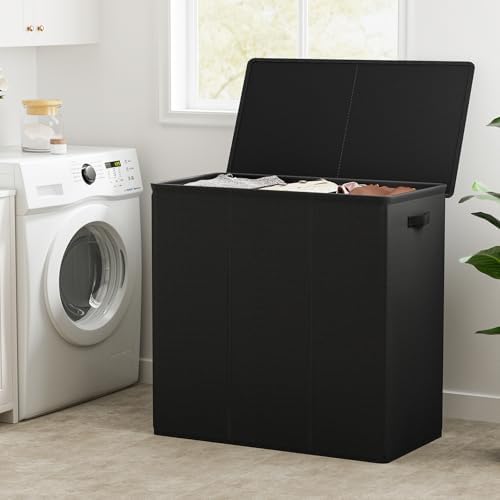 WOWLIVE 180L Laundry Hamper 3 Section, Large Laundry Basket - Image 2