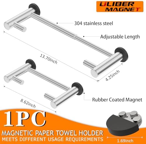 ULIBERMAGNET Magnetic Paper Towel Holder, Adjustable Length Towel Rack - Image 2