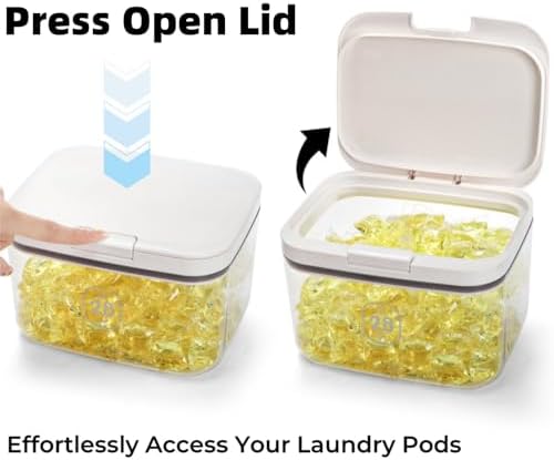 Tlence 94 OZ/2.8L Laundry Pods Container, One-Press Lid Laundry Powder Holder - Image 3