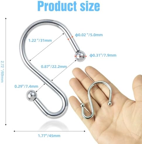 Shower Curtain Hooks, Metal Shower Hooks - Image 3