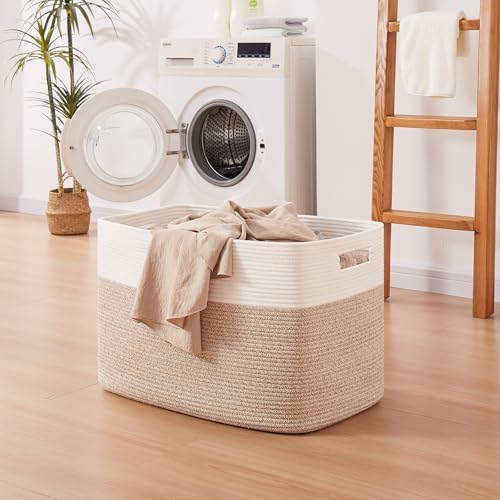 OIAHOMY 108L Extra Large Blanket Basket Dog Toy Basket Brown/White - Image 6