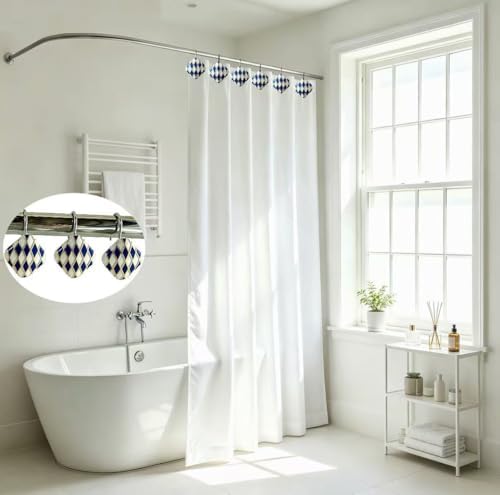 Decorative Geometric Shower Curtain Hooks, Rustproof Metal Shower Hooks - Image 6