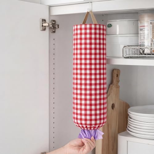Gingham Plastic Bag Holder for Grocery Bag - Image 6