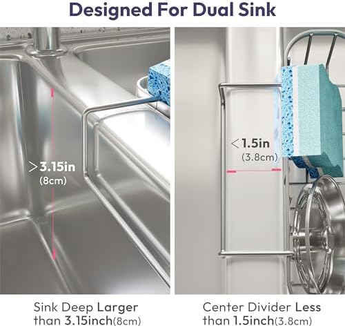 SWTYMIKI Sponge Holder for Kitchen Sink, Movable Kitchen Sink Caddy - Image 2
