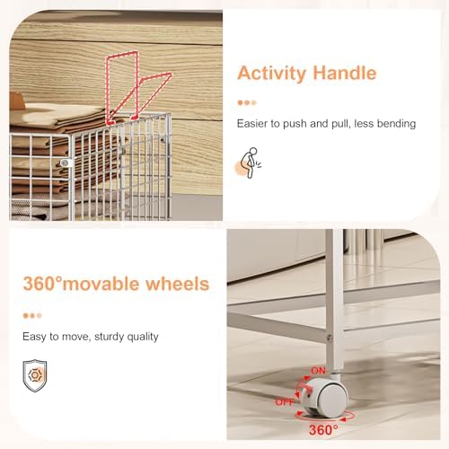 Large Rolling Laundry Basket Cart, Wire Laundry Hamper Cart - Image 3