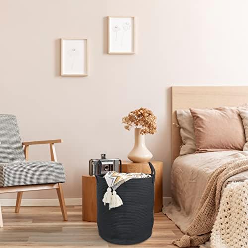 XUANGUO Black Cotton Rope Laundry Basket Hamper - Image 5