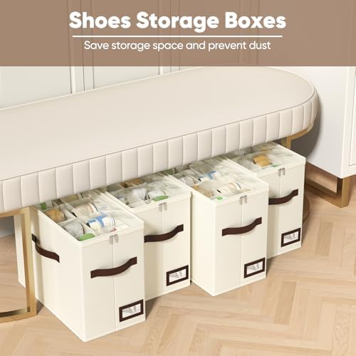 OIAHOMY 4 Pack Shoe Organizer for Closet, Foldable Shoe Storage Bins - Image 2
