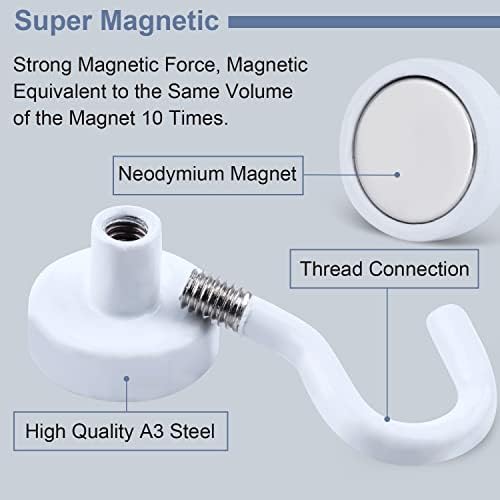 DIYMAG Magnetic Hooks, 30lbs 6pcs Cruise Cabin Essentials Heavy Duty White - Image 3