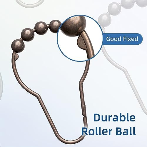 Titanker Shower Curtain Hooks Rings, Rust-Resistant Metal Shower Curtain Hooks - Image 3