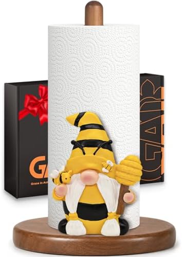Bee Gnome Paper Towel Holder, Honey Bee Farmhouse Kitchen Countertop Decor by Unknown