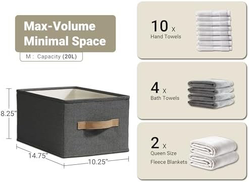 3-Pack Closet Storage Bins, Foldable Fabric Storage Baskets - Image 3