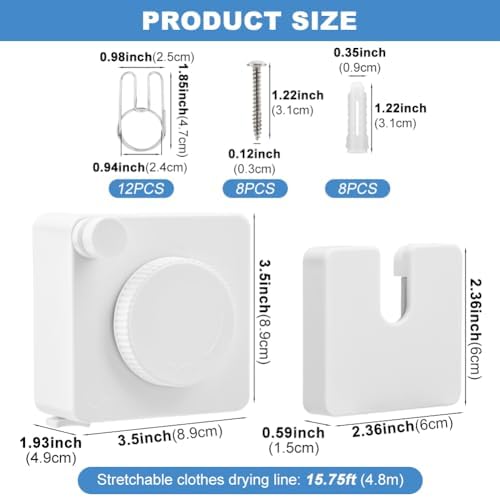 15.7Ft Retractable Clothesline Indoor, Non-Sagging Outdoor Clothesline - Image 3