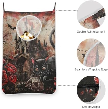 Halloween Castle Rose Door Hanging Laundry Hamper Bag - Image 5
