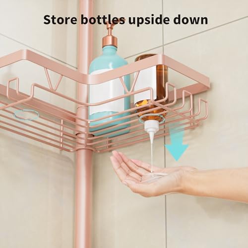KEGII Corner Shower Caddy Tension Pole, Bathroom Organizer, Blush Nude - Image 5