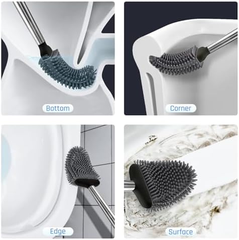 Sellemer Silicone Toilet Brush, Ventilation Slots Base Holder 3 Pack - Image 2