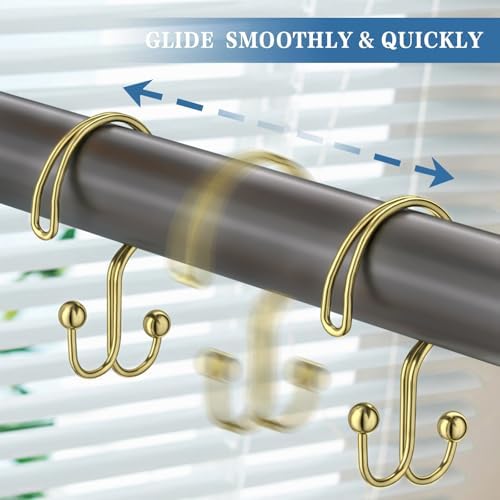 Shower Curtain Hooks, OEH Shower Curtain Rings, Decorative Double Shower Hooks - Image 5