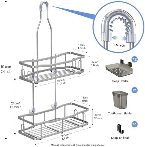 Aitatty Hanging Shower Caddy Bathroom Organizer: Rustproof Shower Shelf Racks - Image 6