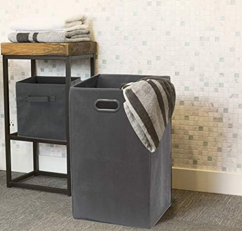 Simple Houseware Foldable Closet Laundry Hamper Basket, Dark Grey - Image 4