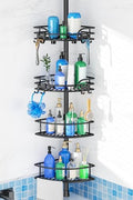 HAMITOR Corner Shower Caddy Tension Pole, Adjustable No-Drill Widen Shelves by HAMITOR