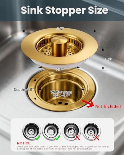 ARCORA Kitchen Sink Drain Strainer: Stainless Steel 3 in 1 Sink Stopper - Image 6
