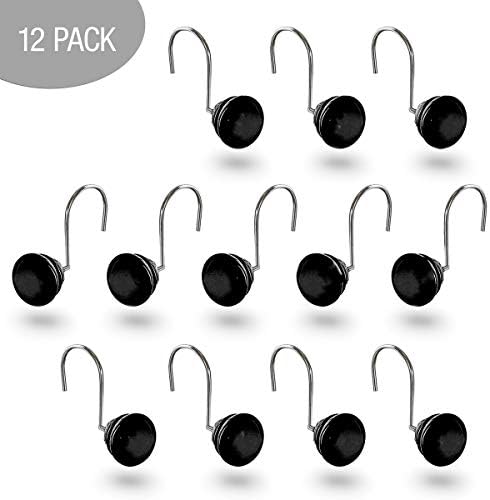 Creative Scents Black Shower Curtain Hooks Decorative | Set of 12 - Image 3