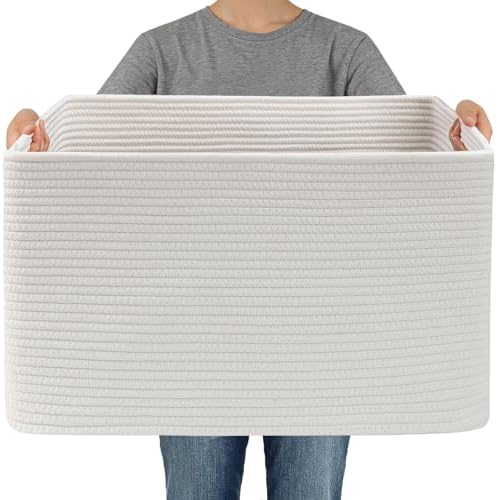 JMvicyroam 65L Large Woven Cotton Rope Blanket Basket by JMvicyroam