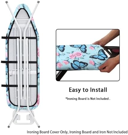 Blue Butterfly Rose Ironing Board Cover and Pad Dust-Proof Stain Resistant - Image 4