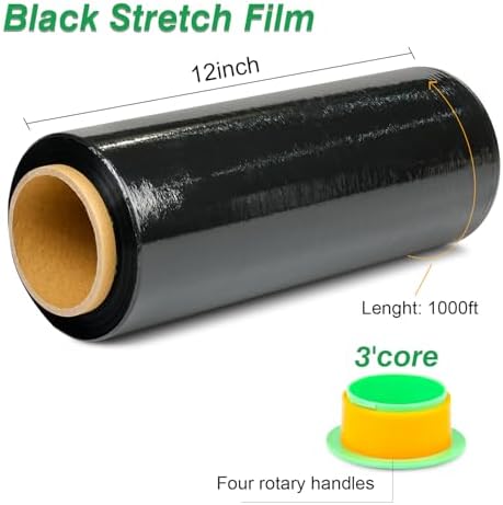 3 Pack Industrial Strength Black Stretch Wrap Film 12" x 1000 Ft 80 Gauge Thick - Image 2