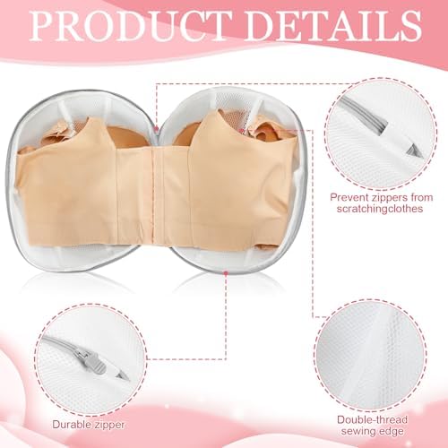 Shappy 6 Pcs Bra Washing Bag for Laundry Storage Women 11.81 Inch Gray - Image 3