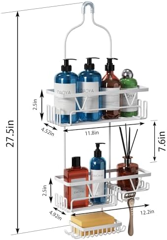 DAOYA Over the Shower Head Caddy, 3 Tier Anti-Swing Bathroom Organizer - Image 6