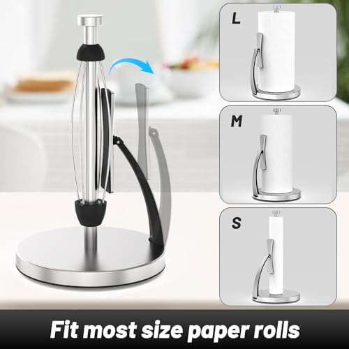 VEHHE Silver Paper Towel Holder Countertop, Spring Activated Arm - Image 6