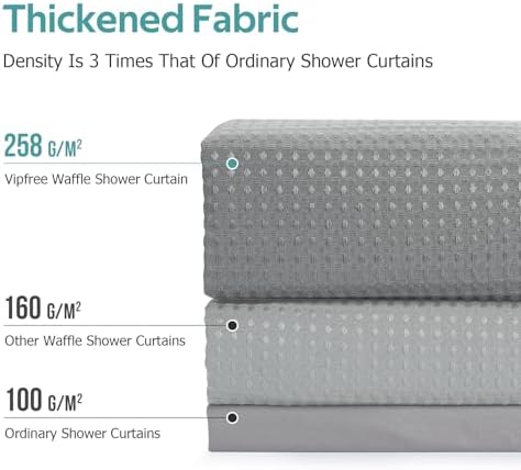 Vipfree 3 in 1 Shower Curtain Set, Waffle Shower Curtain and Liner Set - Image 4