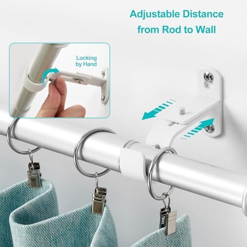 Adjustable Curtain Rod Brackets, Metal Window Drapery Rod Hanger Holders Hooks - Image 4