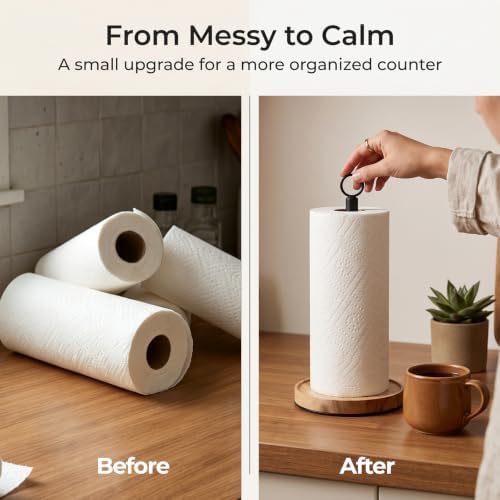 WILDMOS Paper Towel Holder Countertop, Solid Acacia Wood - Image 5