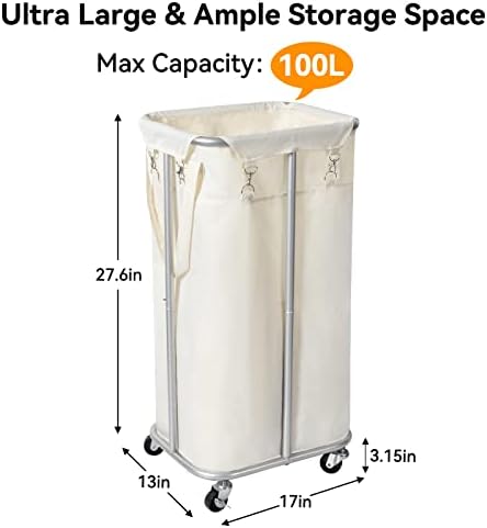 WOWLIVE 100L Rolling Laundry Basket - Image 4