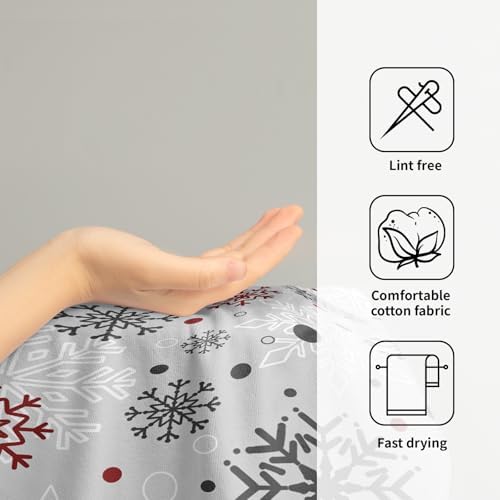 Winter Snowflake Bathroom Hand Towels Decorative Set 28.3x14 Inch Set of 2 Red - Image 4