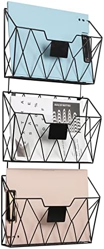 YBING Wall File Organizer, Hanging File Holder & Basket Set of 3 by YBING