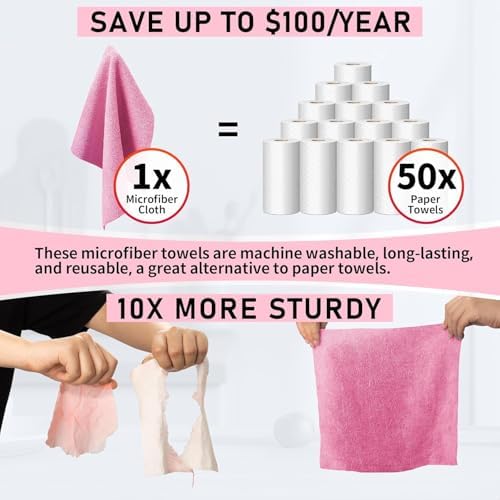 Microfiber Cleaning Cloth, 150 Sheets Tear Away Shop Towels, Reusable Washable - Image 7