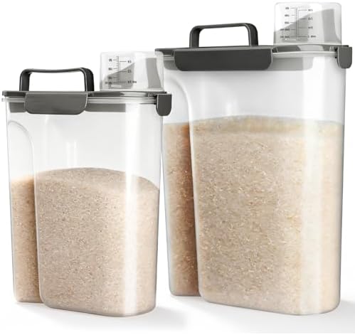Viretec Rice Storage Container, 15 to 20lb Dry Food Airtight Dispenser by Viretec