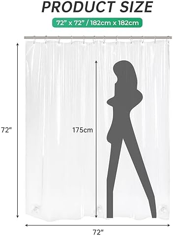 AmazerBath Crystal Clear Shower Curtain Plastic, Heavy Duty Shower Curtain 72x72 - Image 7