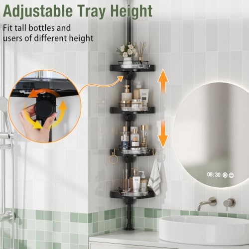 360° Rotating Corner Shower Caddy Tension Pole Organizer - Image 4