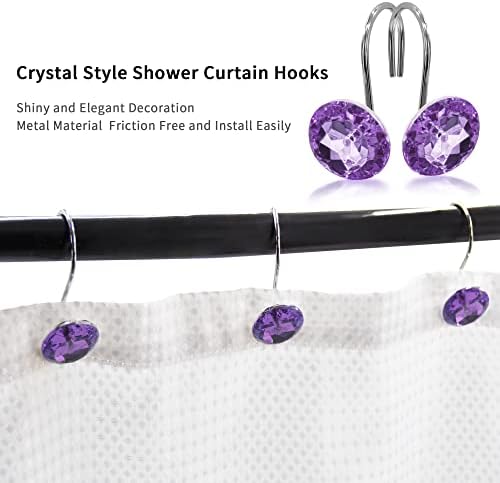 Purple Diamond Crystal Bling Shower Curtain Hooks Rings - Image 3